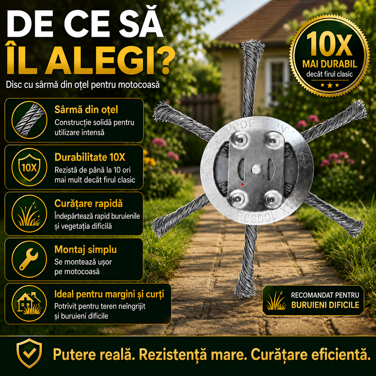 Cap motocoasa cu sarma de otel